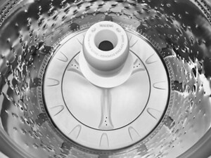 Washing machine agitator overhead view