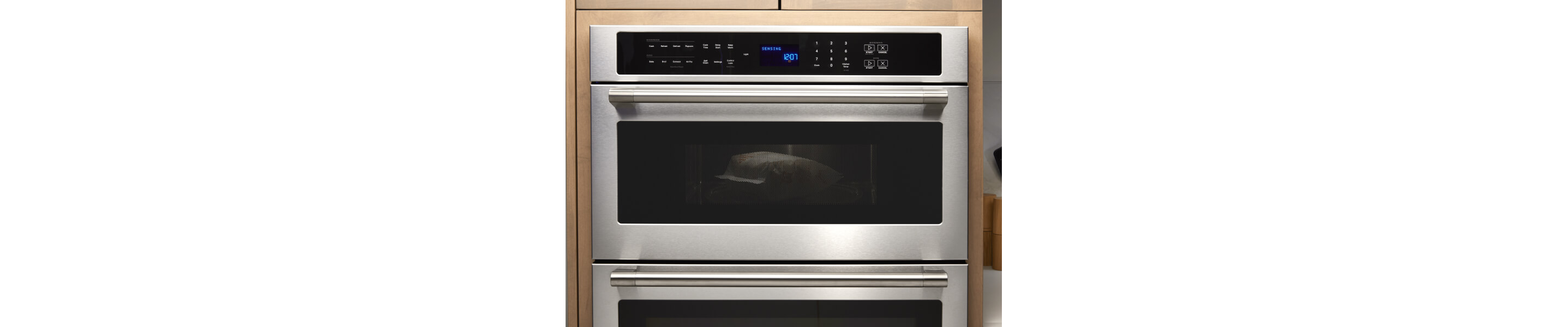 A close up of a Maytag® double wall oven