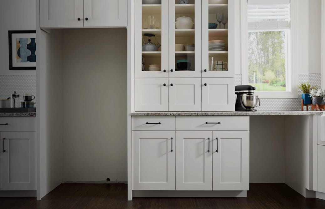 Empty cutout with refrigerator and dishwasher outline
