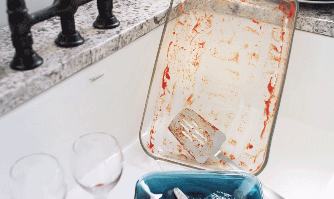 Cut through grease with a high pressure dishwasher cycle.