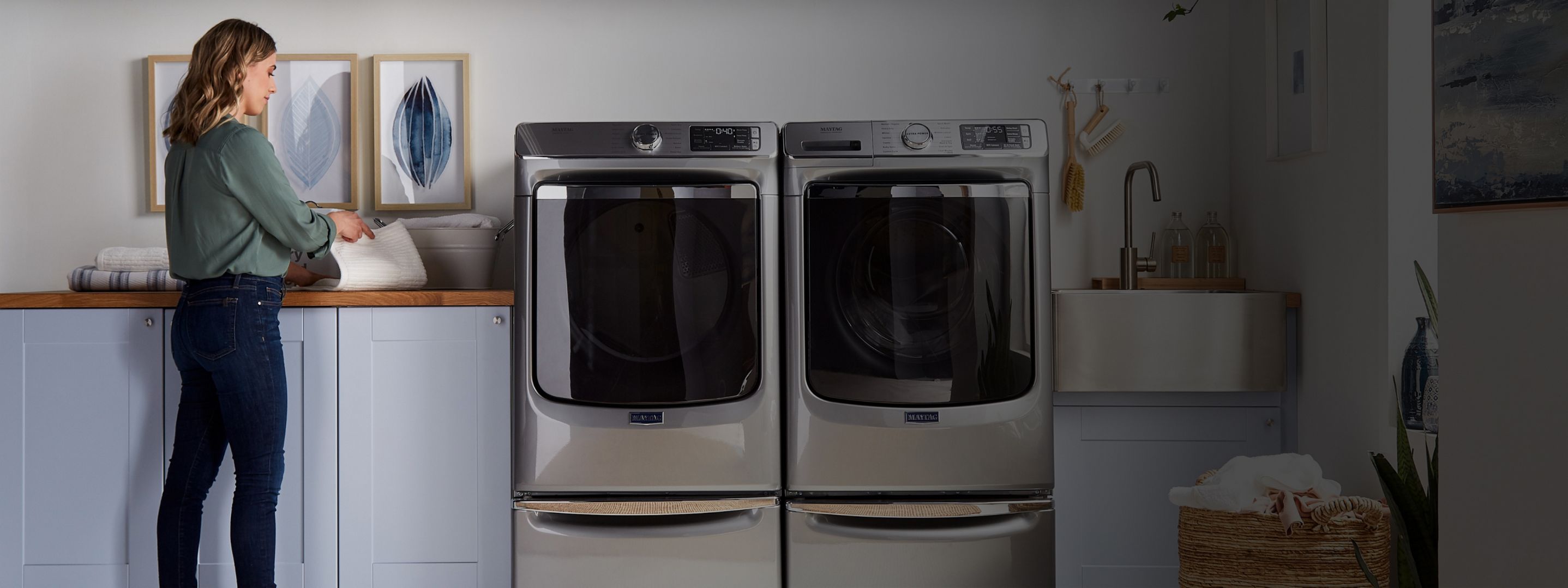 A person doing laundry.