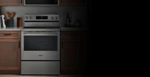 Freestanding electric range in a modern kitchen