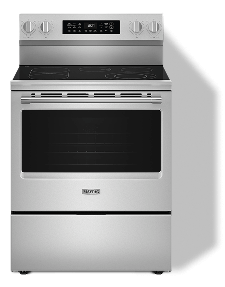 A stainless steel electric kitchen stove.
