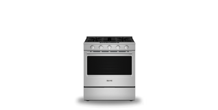 Maytag® slide-in gas range.