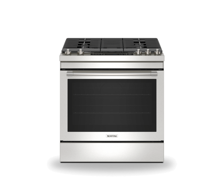 Maytag® slide-in gas range.
