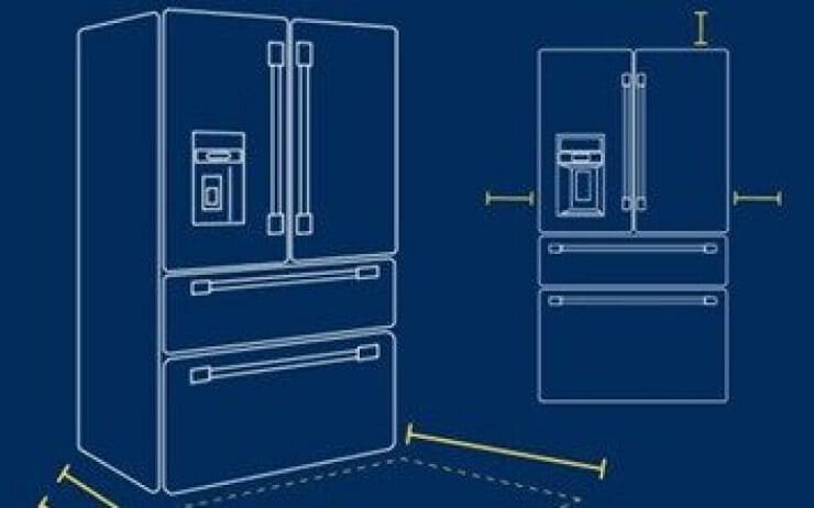 Refrigerator drawings that look like blueprints.