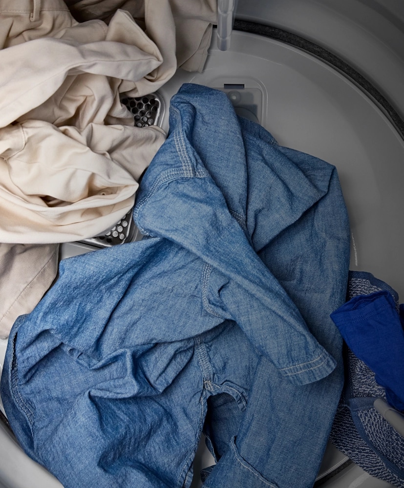 Clothes tumbling in a dryer