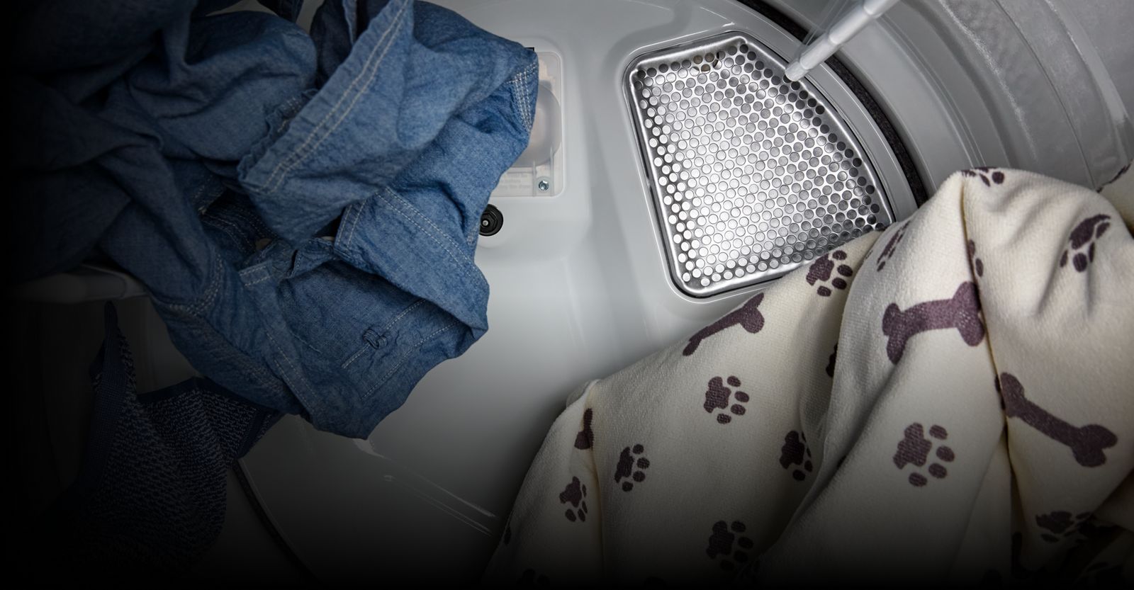 Clothes tumbling in a dryer