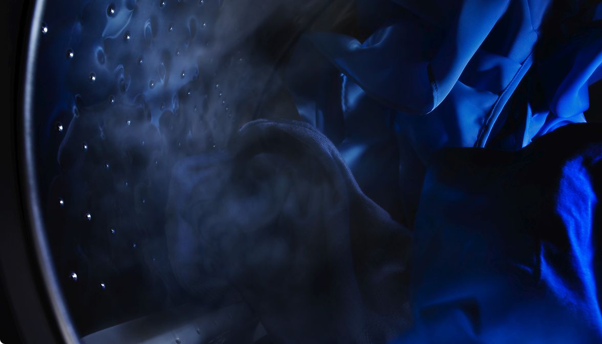 Air and moisture filtering through a washing machine.