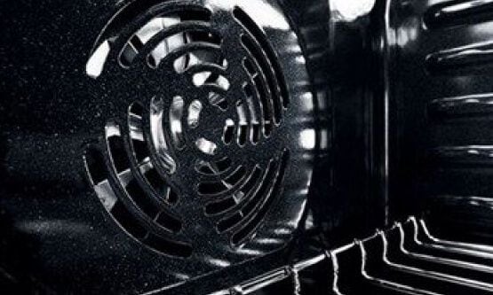 Fan inside a convection oven.
