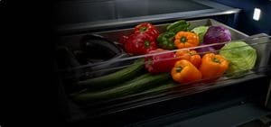 A closeup of produce in the XL Crisper