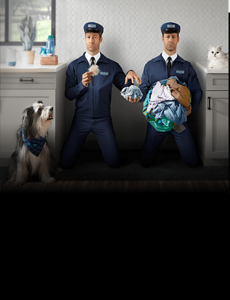 The Maytag® Man as a washer and dryer set
