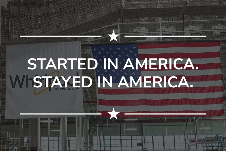 A Whirlpool flag next to an American flag